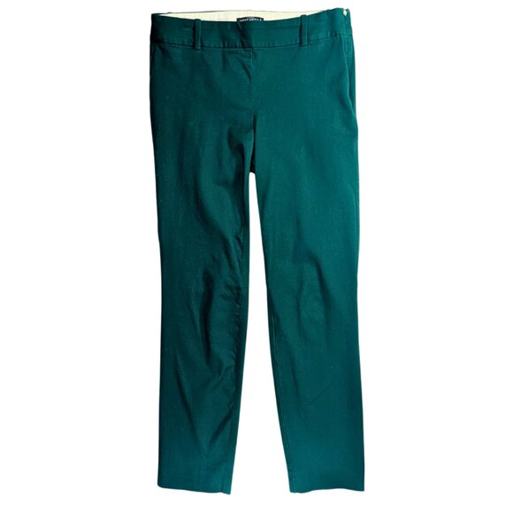 J.Crew 0 Emerald Green Flat Front Ankle Cafe Capri Pants w/Stretch - Picture 2 of 8